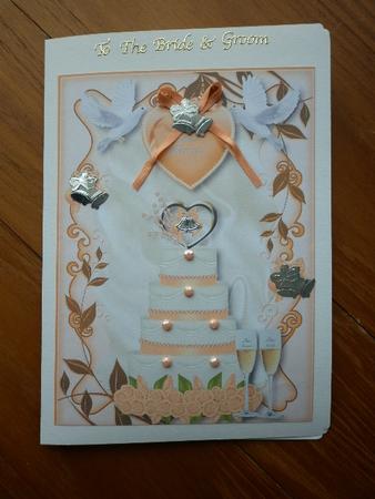 Peach Wedding Cake with Doves A4 by Marion West