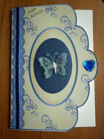 Swirls and Curls Scallop Edge Card Fronts - Blue and Pink by Marion West