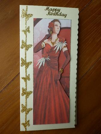 Art Deco Lady Rose (red) Large Dl by Marion West