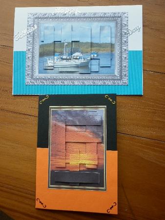 Intertwined Pyramid Boats on the Water and Sunset by Marion West