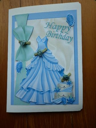 Mint Green & Blue Dress & Cake A4 by Marion West