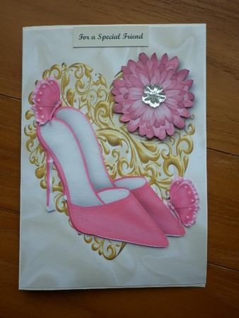 Pink Shoes on a Gold Heart with Butterflies by Marion West