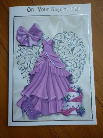 Pretty Purple Dress on Silver Heart with Cake A4 by Marion West