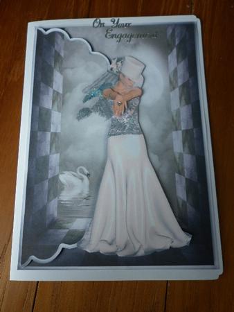 Beautiful Bride and Swan Scalloped Edge Envelope Card by Marion West