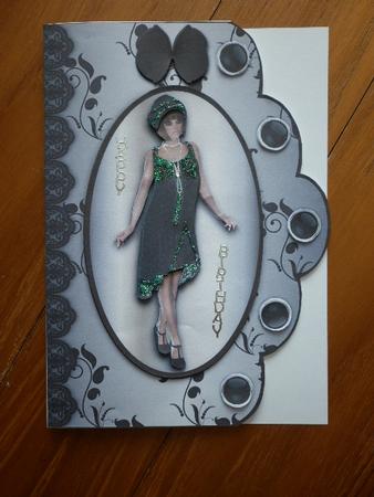 Black Velvet and Lace Scallop Card Front by Marion West