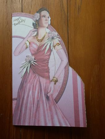 Art Deco Lady Rose (pink) Shaped Card by Marion West
