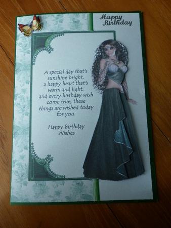 Lady in Green with Verse Card Front by Marion West