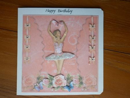 8"x8" Ballerina Roses & Butterflies Decoupage Card Front by Marion West