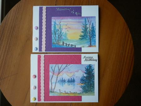 2 Winter Scene Watercolour Toppers by Marion West
