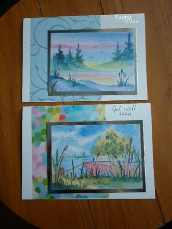 2 Watercolour Toppers - Lakeside Scenes by Marion West