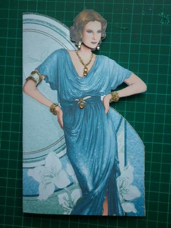 Art Deco Lady Elise (aqua) Shaped Card by Marion West