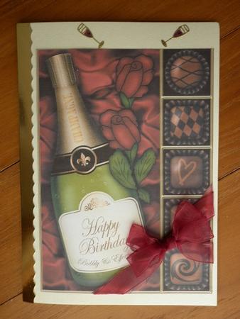 A4 Birthday Champers Chocs N Roses Card Topper by Marion West