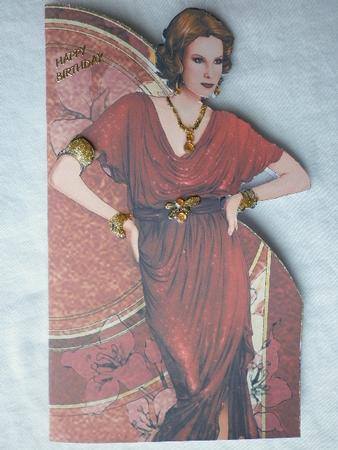 Art Deco Lady Elise (red) Shaped Card by Marion West