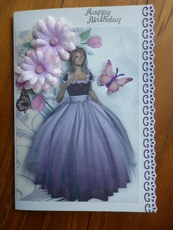 Beautiful Lady in Lilac Gown with Flowers A4 by Marion West