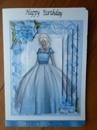 Pretty Lady in Blue Gown with Blue Roses, Pyramids by Marion West