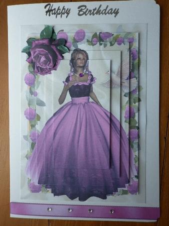 Pretty Lady in Purple Rose Frame with Dove, Pyramids by Marion West