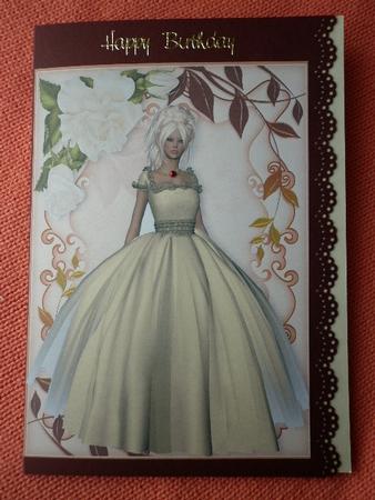 Pretty Lady in Cream Dress with Cream Roses A4 by Marion West