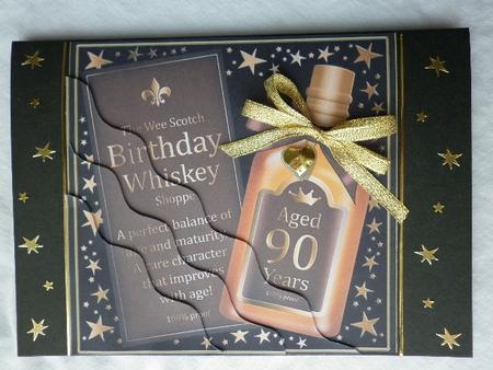 90th Birthday Whisky Wavy Corner Side Stacker Topper by Marion West