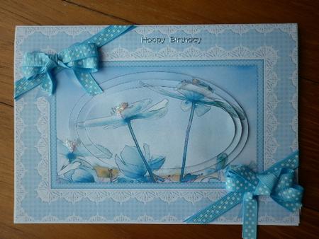 A5 Clematis and Lace Oval Pyramage Topper by Marion West