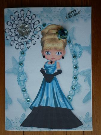 Pretty Lady with Butterflies and Diamonds A4 by Marion West