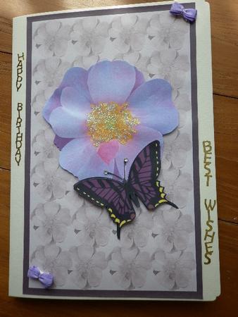 Pink Flower with Butterfly by Marion West