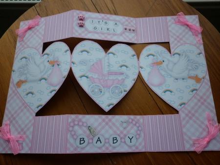 New Baby Girl - Heart Shape Tri-fold Quick Card by Marion West