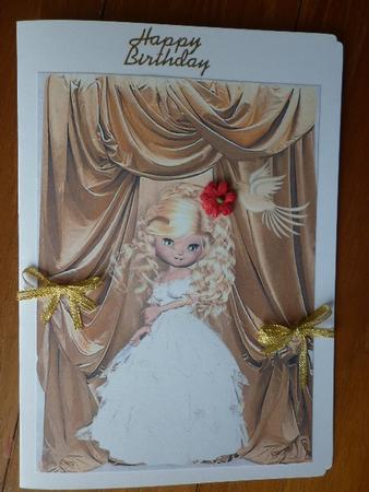 Sweet Little Lady in Gold Drapes, A4 by Marion West