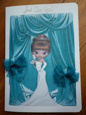 Lady in Gown with Turquiose Drapes A4 by Marion West