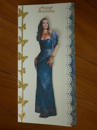 Art Deco Lady Pearl (blue) Decoupage Sheet by Marion West