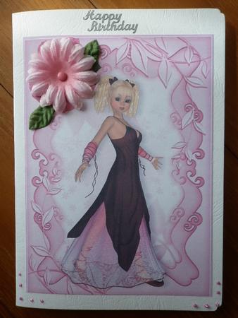Cute Little Lady with Ringlets in Pink Frame A4 by Marion West