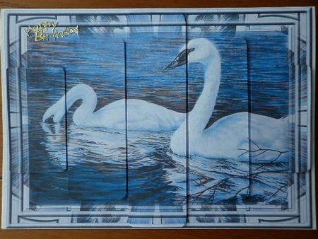 Swans on Lake Panel Card by Marion West