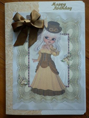 Pretty Vintage Lady with Hat, on Lace A4 by Marion West
