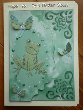 Cute Little Felt Frog with Cheeky Butterfly by Marion West