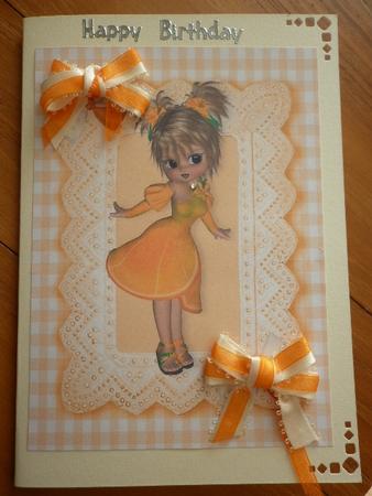 Sweet Little Lady in Orange, with Bows A4 by Marion West