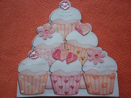 Cupcakes Felties Shaped Card by Marion West