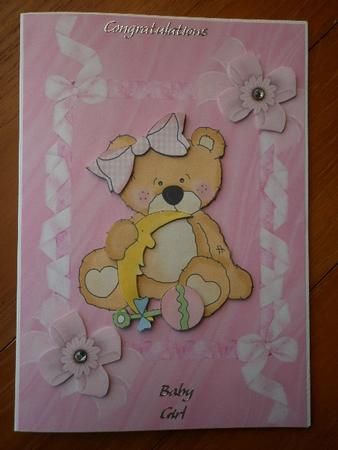 Cute Little Pink Bear with Baby Toys by Marion West