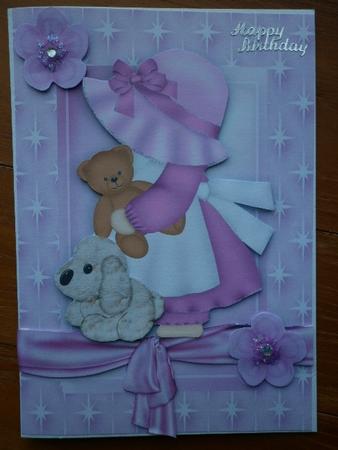 Little Bonnet Girl with Her Teddy and Puppy in Star Frame by Marion West