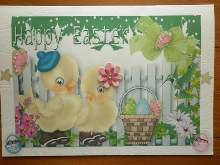 Couple of Love Birds with Easter Eggs in the Basket A4 by Marion West