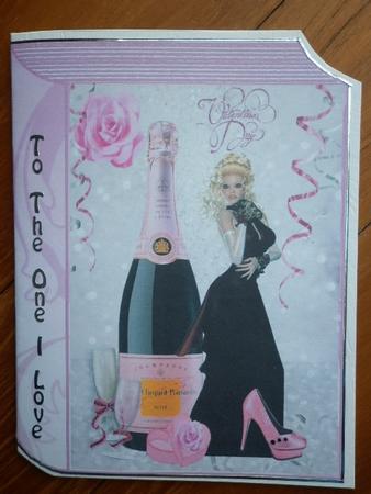 Pink Champagne and Pretty Lady with Rose Folded Book by Marion West
