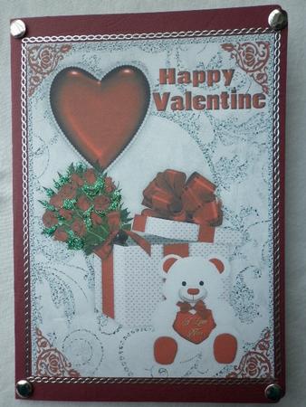 Roses, and Heart with a Big White Bear Valentine A4 by Marion West
