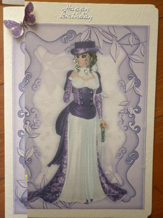 Elegant Lady in Purple Gown in Ornate Frame A4 by Marion West