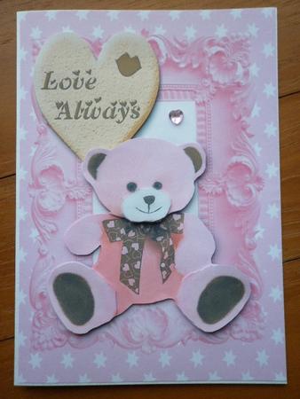 Love Always Biscuit Heart with Pink Teddy by Marion West