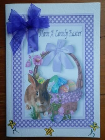 Purple Polka Dot Frame with Pretty Easter Bunny A4 by Marion West