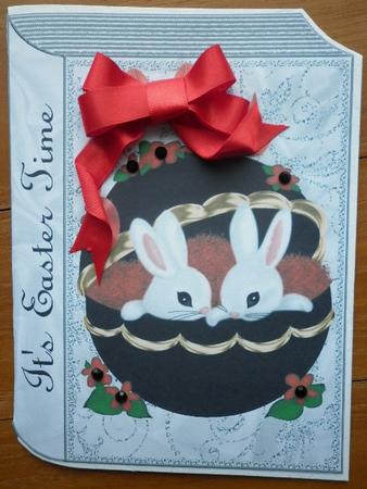 Easter Bunnies in Black/gold Ornate Frame Folded Book by Marion West