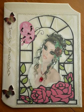 Pretty Lady with Ornate Window with Butterflies Folded Book by Marion West