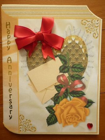 Gold Rose with Letter on Gold Heart Folded Book by Marion West