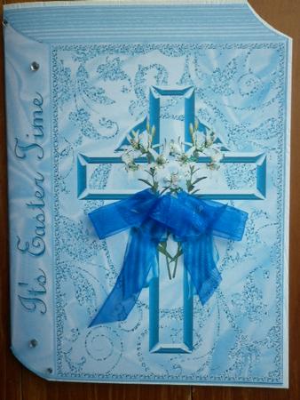 Blue Cross with Lillies for Easter Folded Book by Marion West