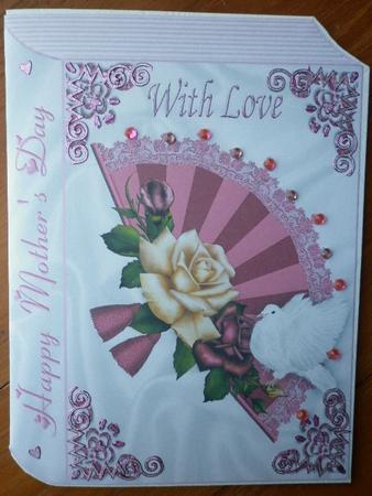 Pretty Lace Fan with Roses for Mothers Day Folded Book by Marion West