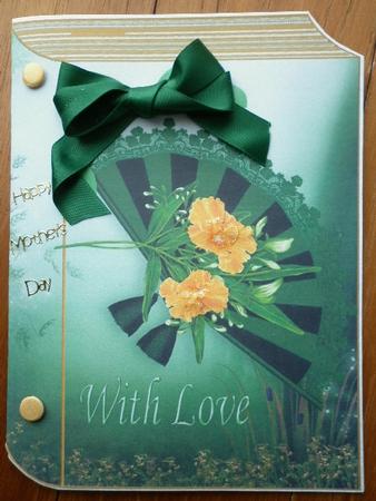 Green Lace Fan with Bow on Woodland Background Folded Book by Marion West