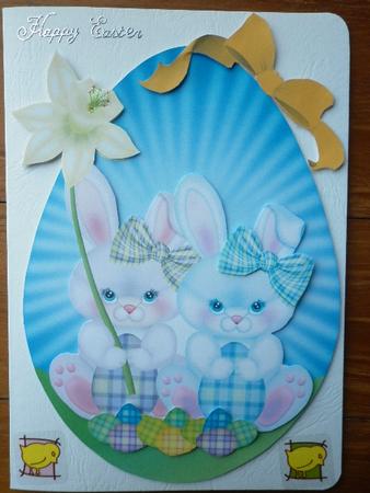 Little Bunny Easter Egg Card Front by Marion West